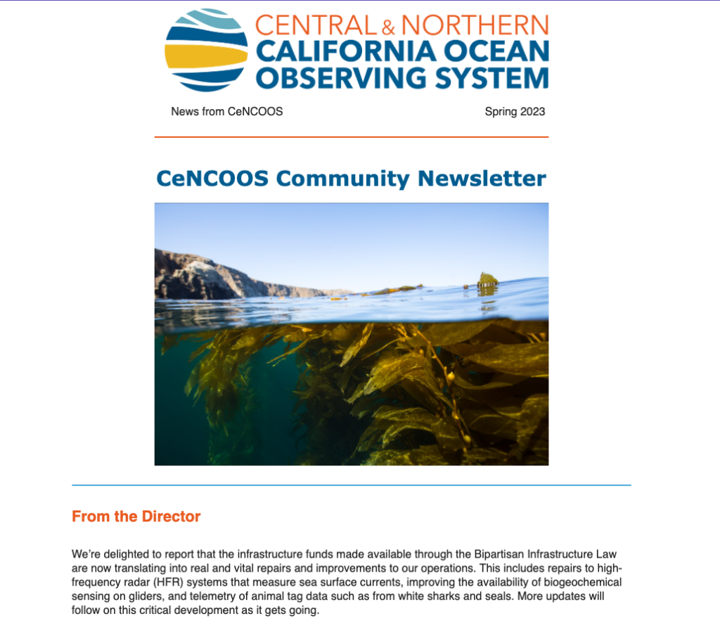 front of CeNCOOS newsletter 
