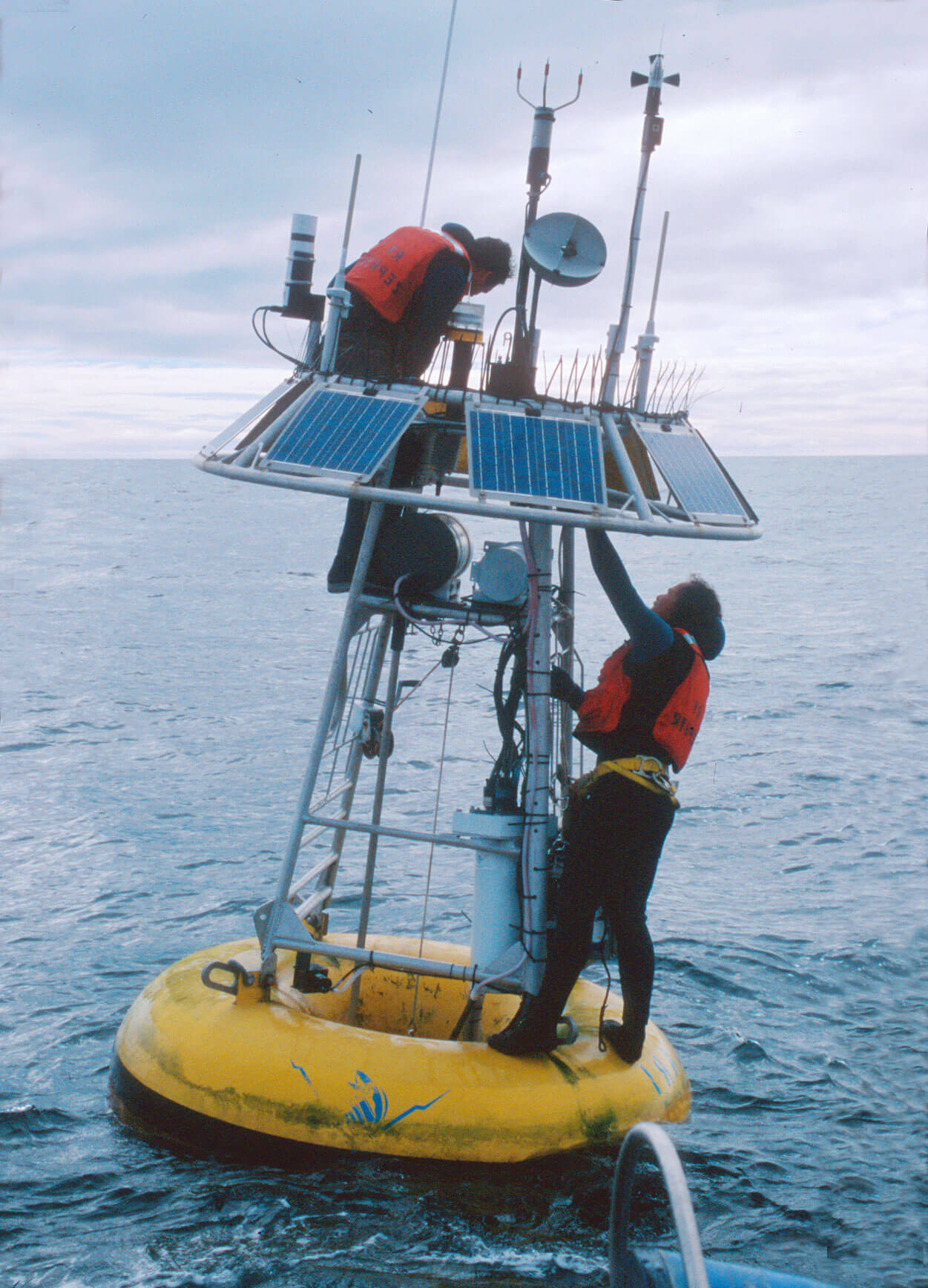two people on ocean mooring